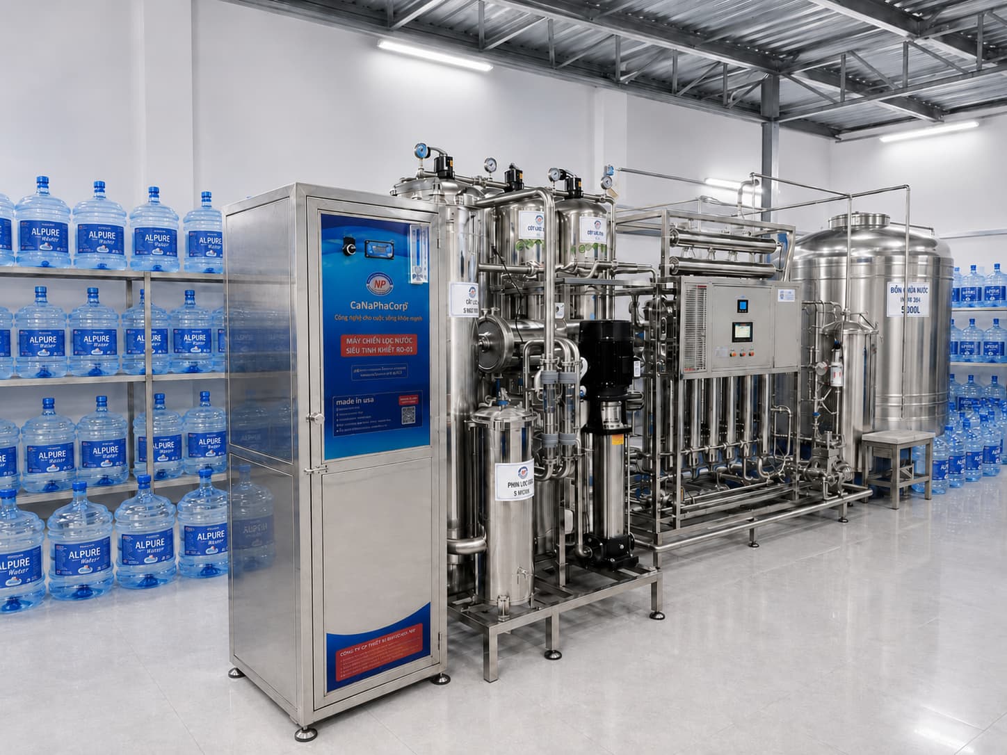 Giàn lọc nước và khu vực sản xuất ALPURE